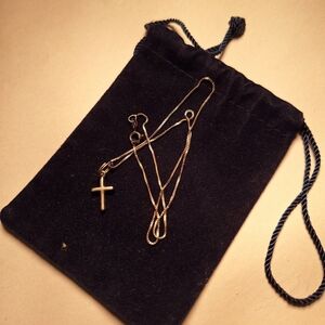 Delicate 925 Italy Silver Chain Necklace  & 925 LA CROSS Minimalist Vintage